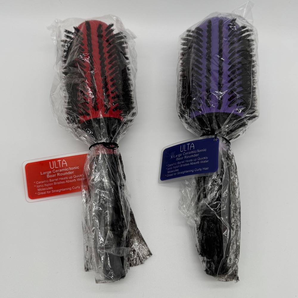 New Ulta Large & XL Ceramic Ionic Boar Rounder Hair Brush Lot Blowout Thermal